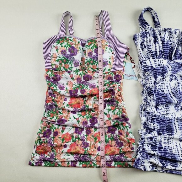 Tankini Swimsuit Top Lot of 2 Womens Small White Floral Divine Modestee NEW - Picture 6 of 15